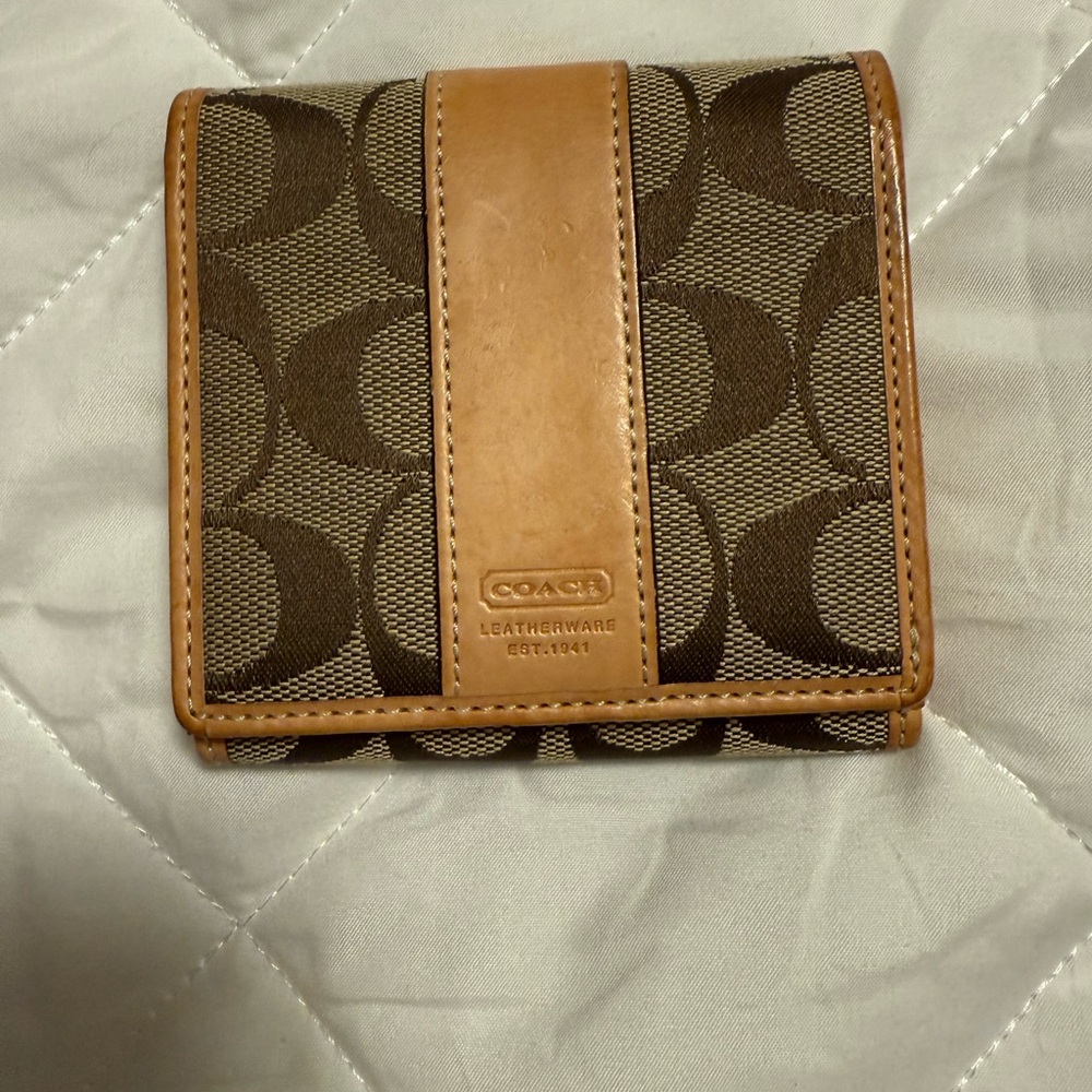 Vintage Coach Signature Brown and Tan Wallet Women’s